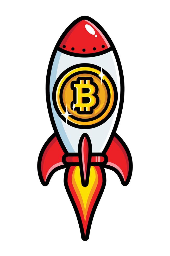 flying rocket vector design with bitcoin emblem