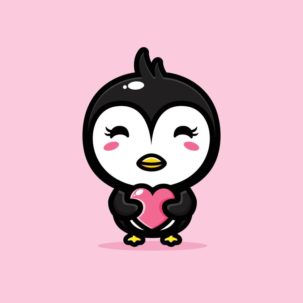 diseño de personaje de mascota pingüino lindo vector