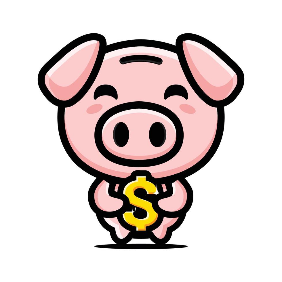 rich pig mascot character design vector