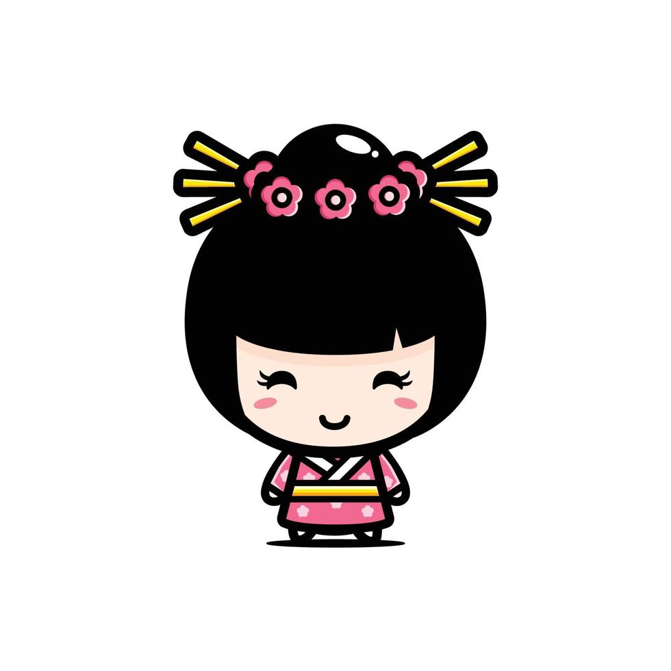 Cute Japanese Girl Character Vector Design 3809306 Vector Art At Vecteezy