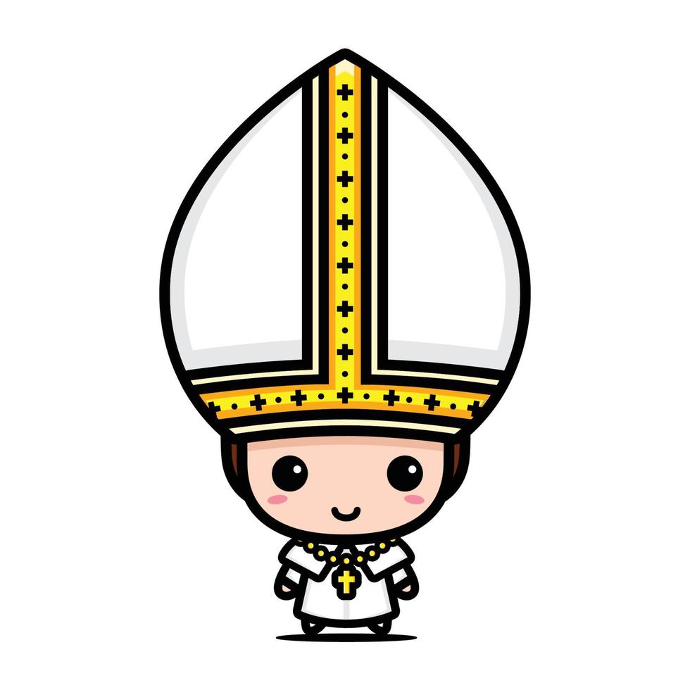 cute pope character vector design