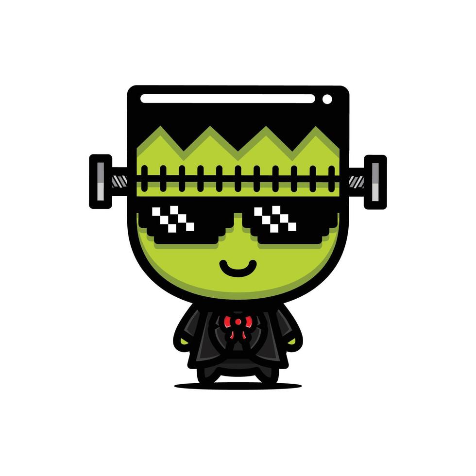 lindo diseño de personaje de monstruo verde vector