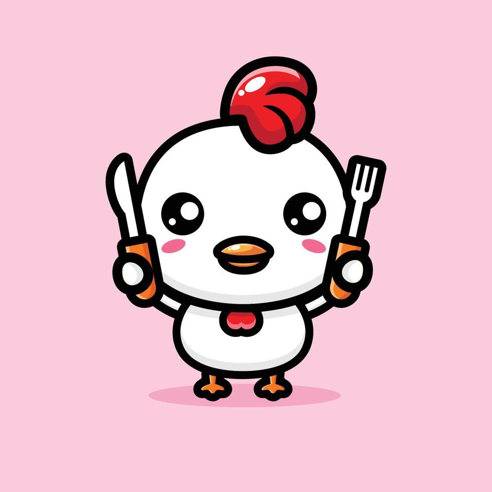 cute chicken is getting ready to eat vector