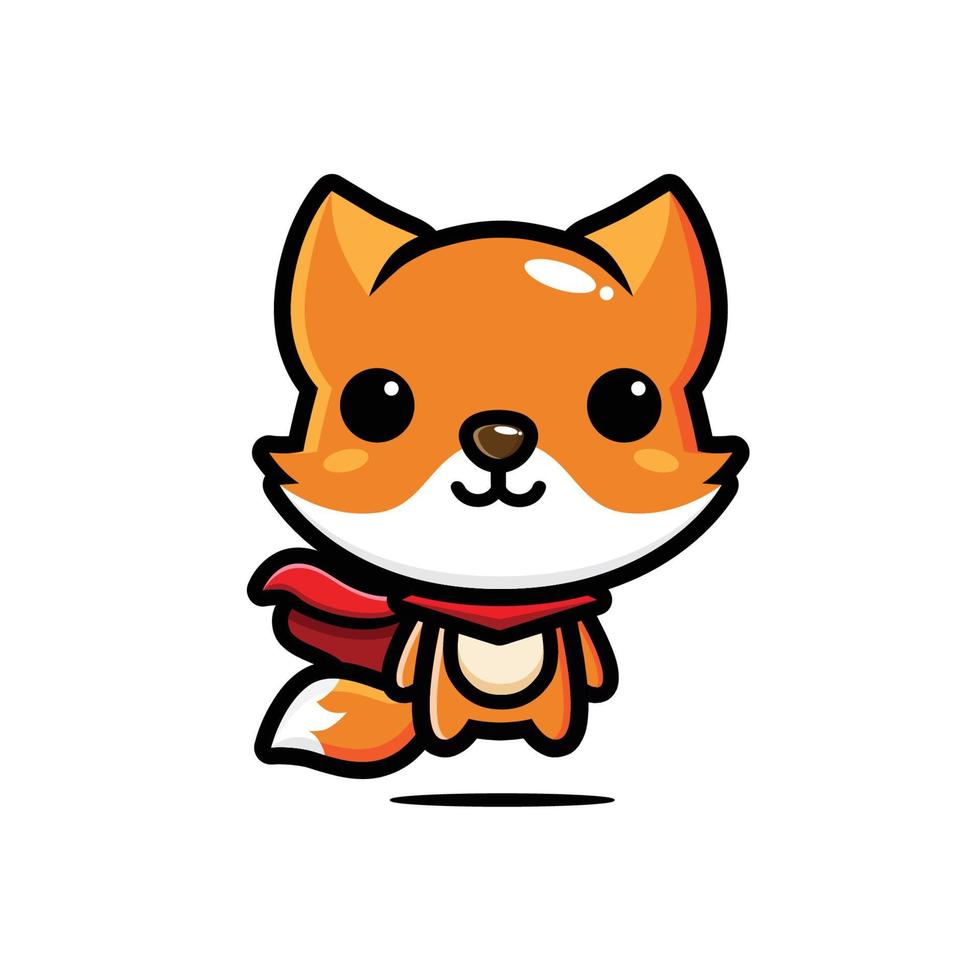 cute fox superhero character design vector