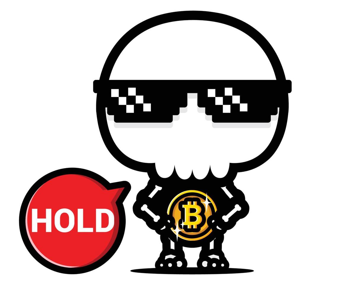 cool skull vector design hugging bitcoin