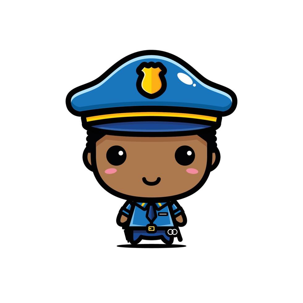 cute police chibi character design vector