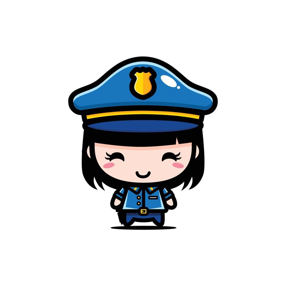 cute police chibi character design vector
