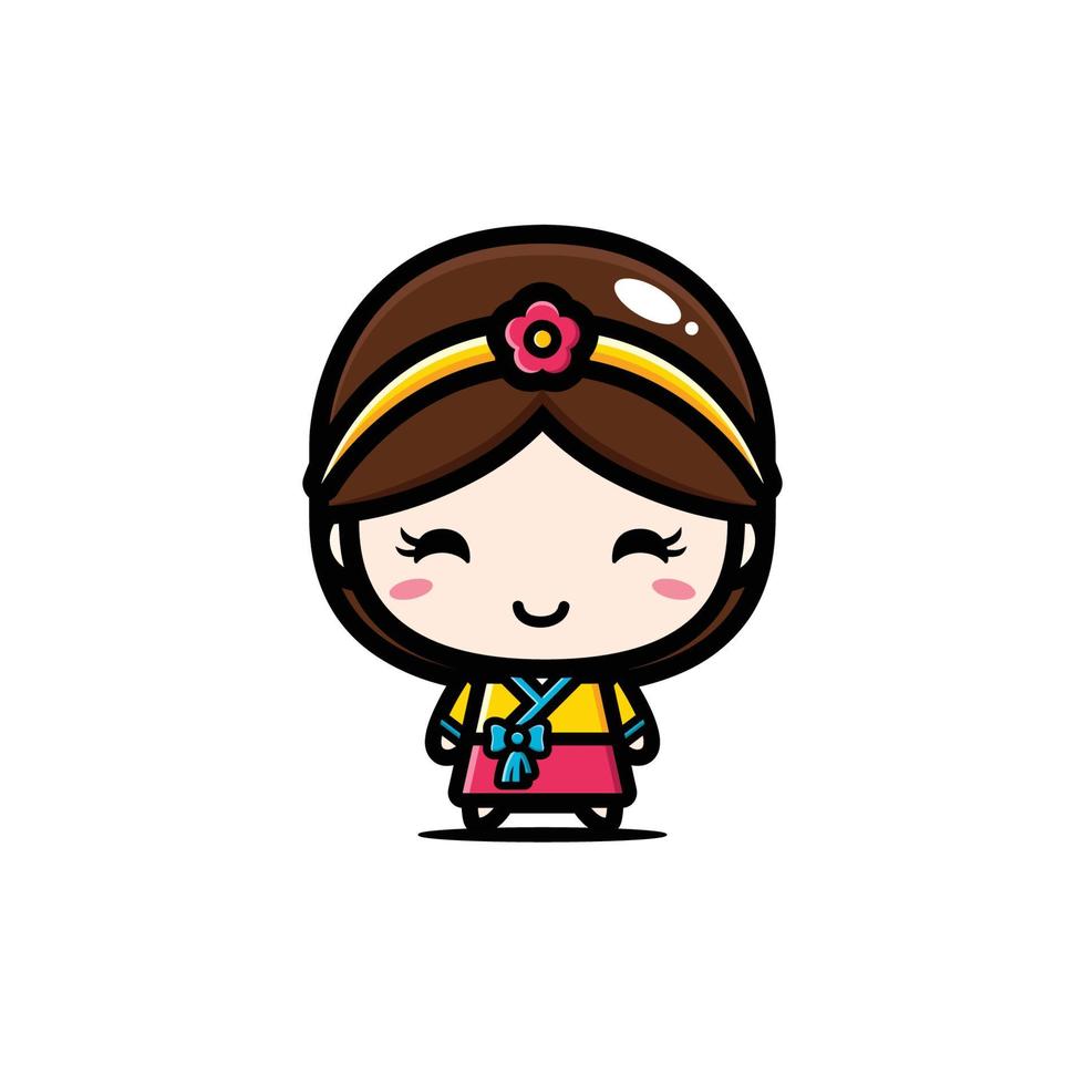 Vector design of cute Korean girl characters