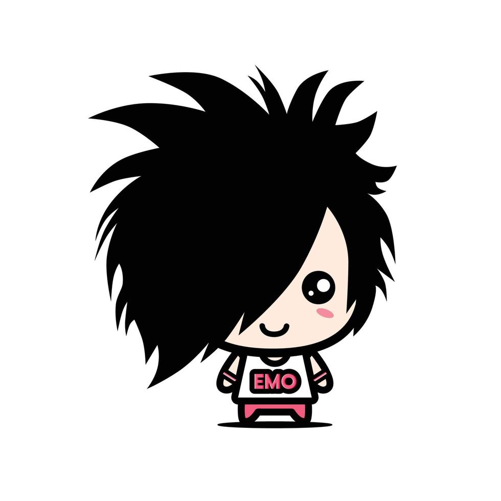 cute emo chibi character design vector