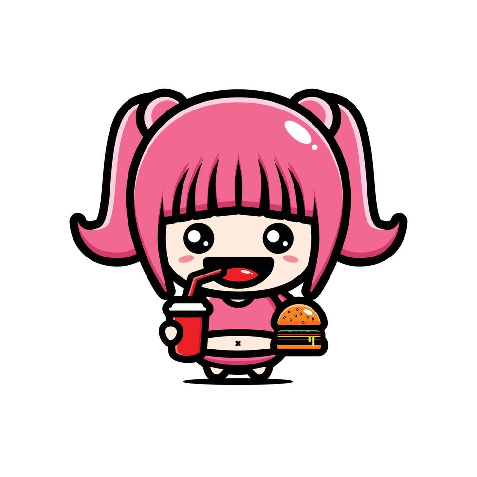 Cute fat girl character vector design