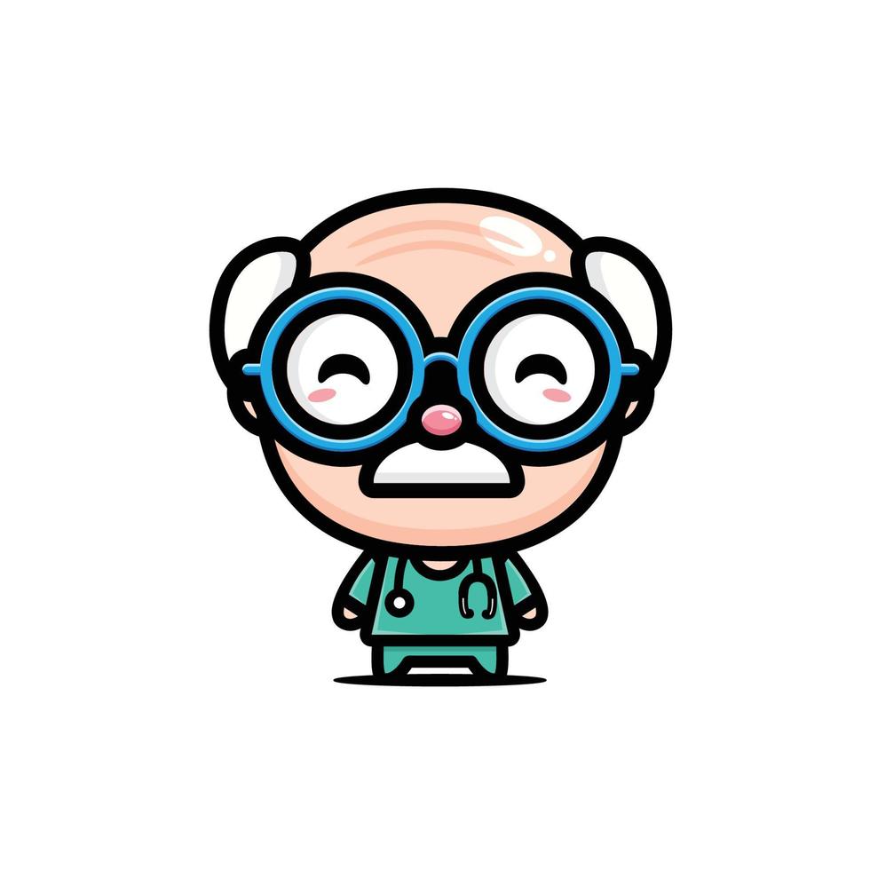 cute old doctor character design vector