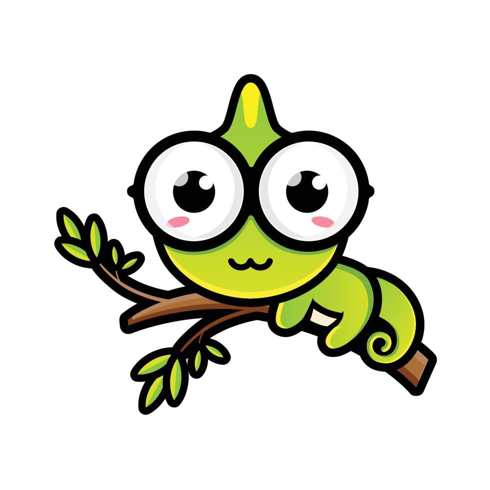 a cute chameleon relaxing on a tree branch vector