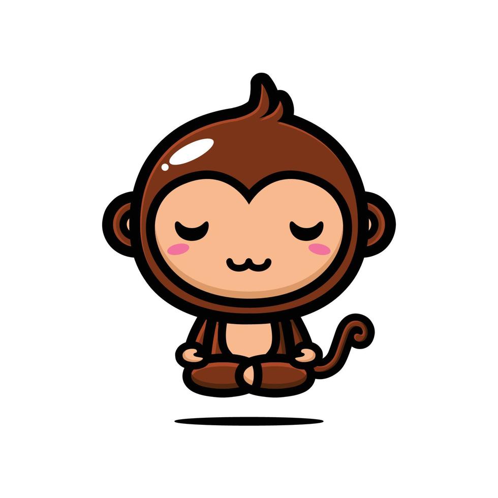 cute monkey is floating in meditation 3809384 Vector Art at Vecteezy