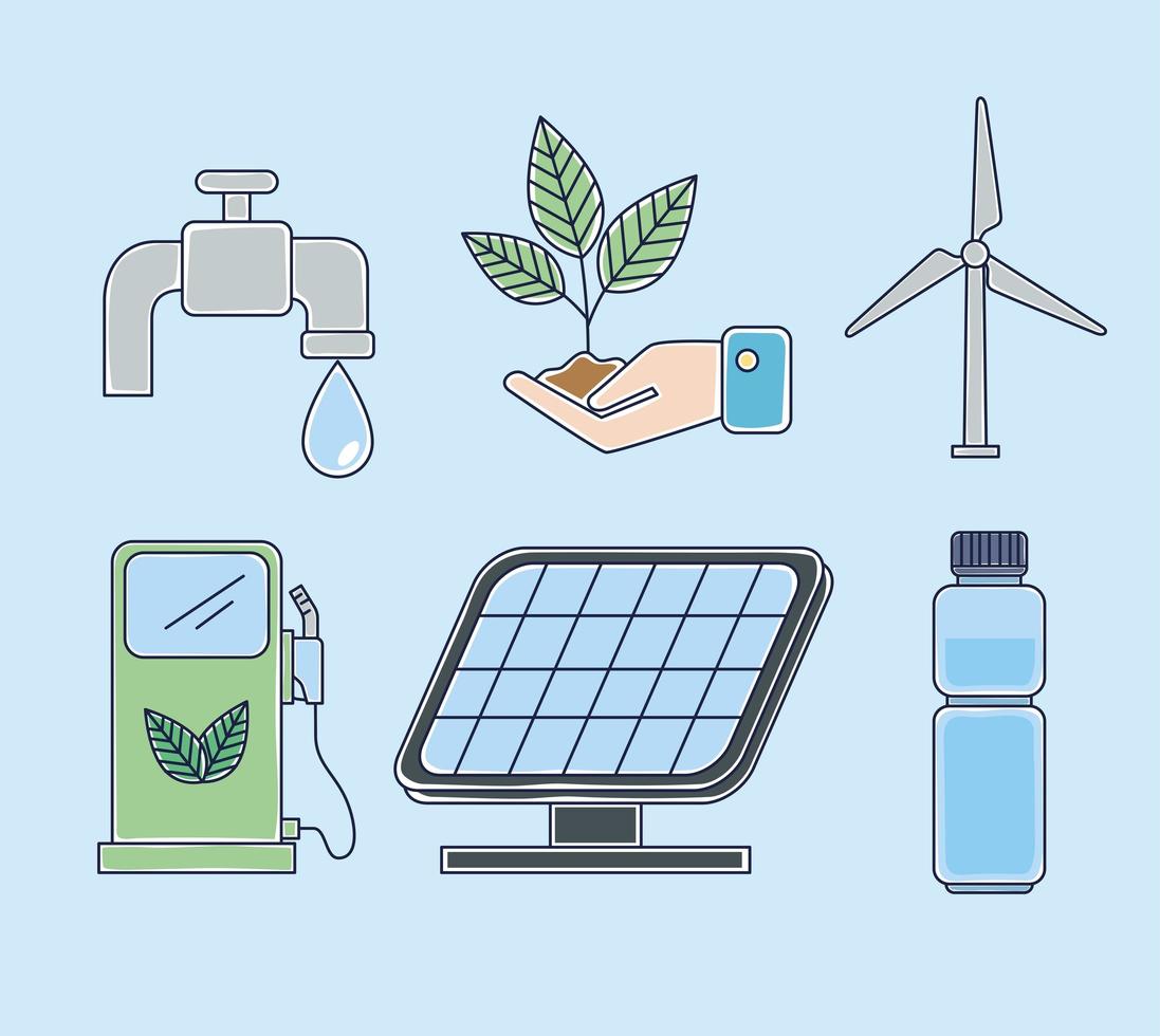six ecology icons vector