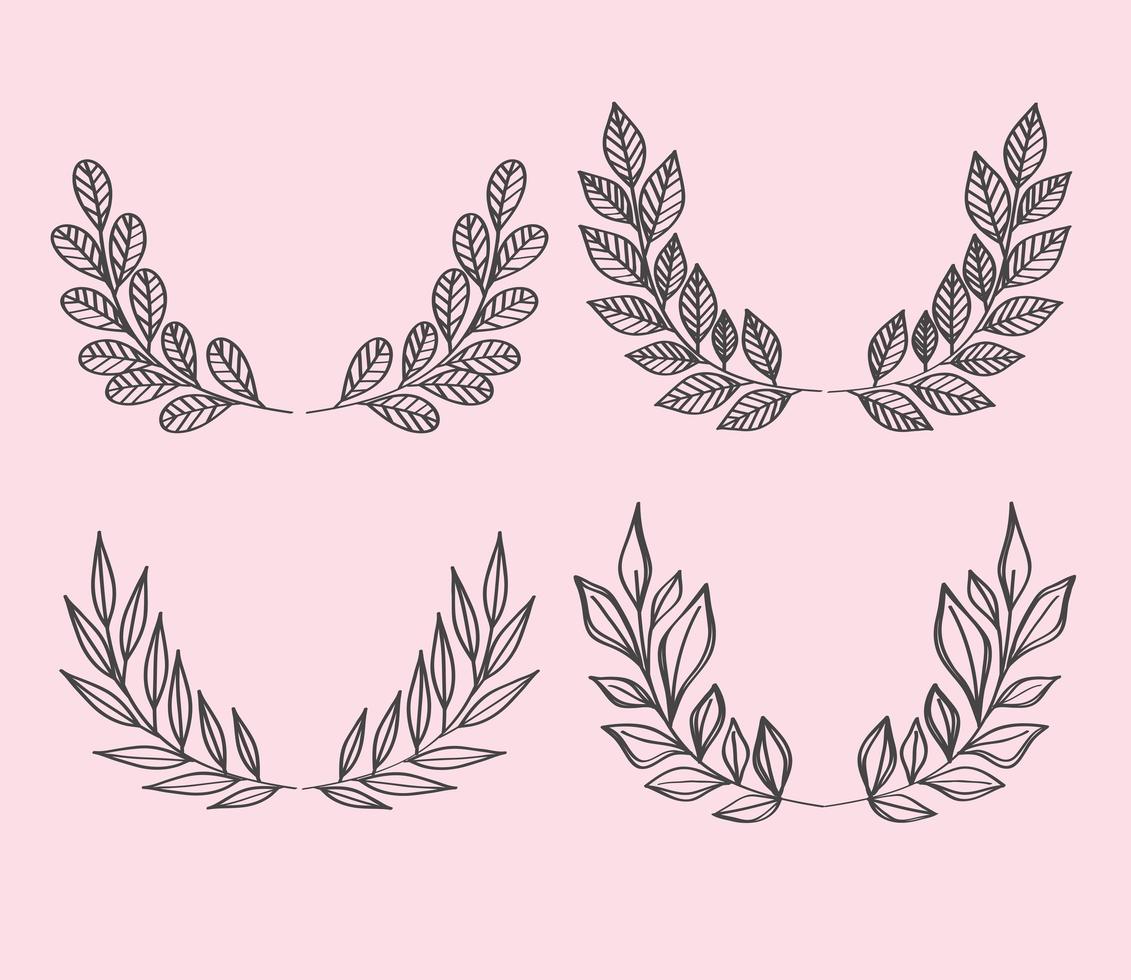 laurel wreaths icons vector