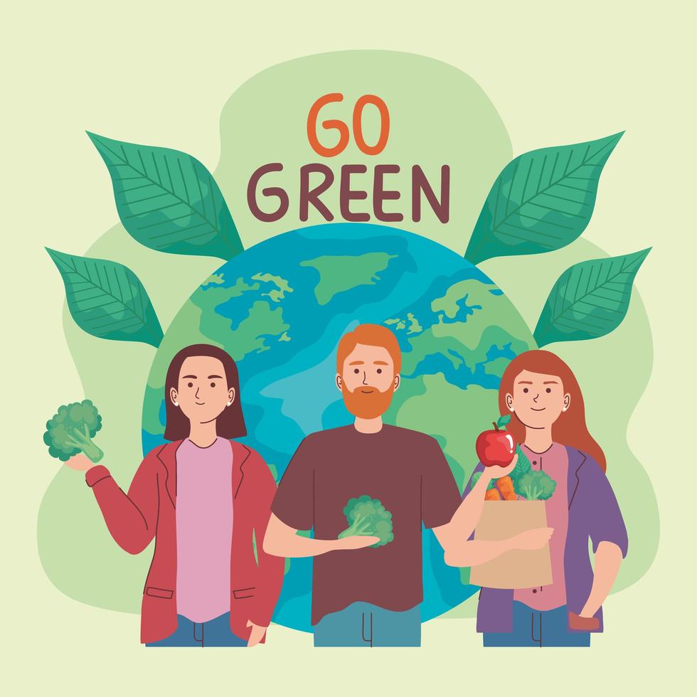 poster with people and vegetables vector
