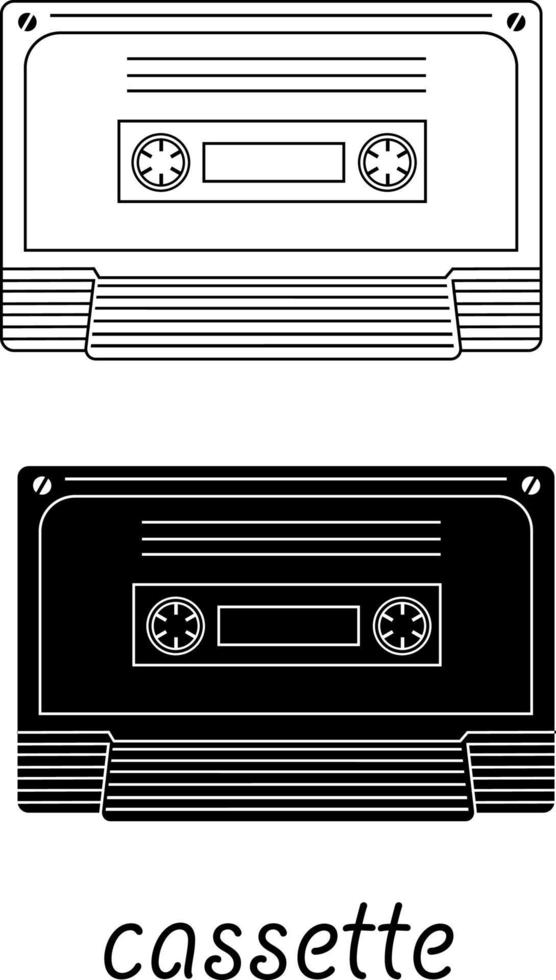 diseño de ilustración en blanco y negro de cassette vector