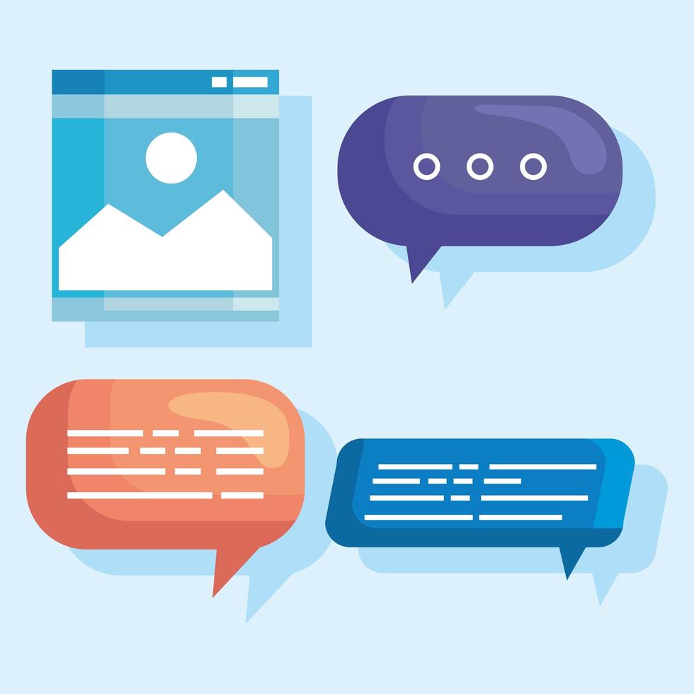 web pages and speech bubbles vector