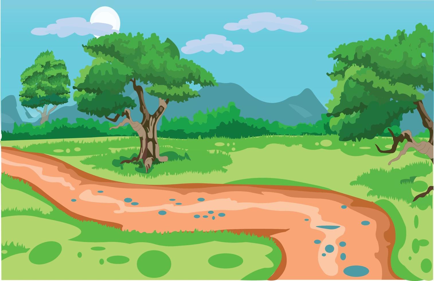 paisaje con árboles y montañas ilustración vector