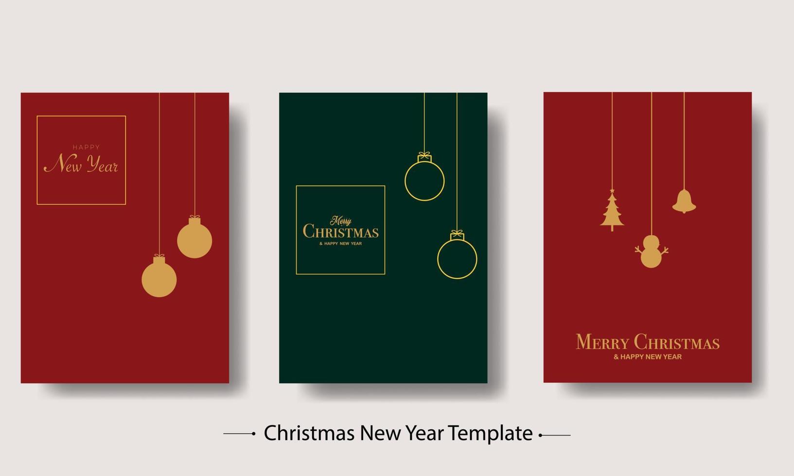 Merry Christmas Happy New Year Flat Template Bundle vector