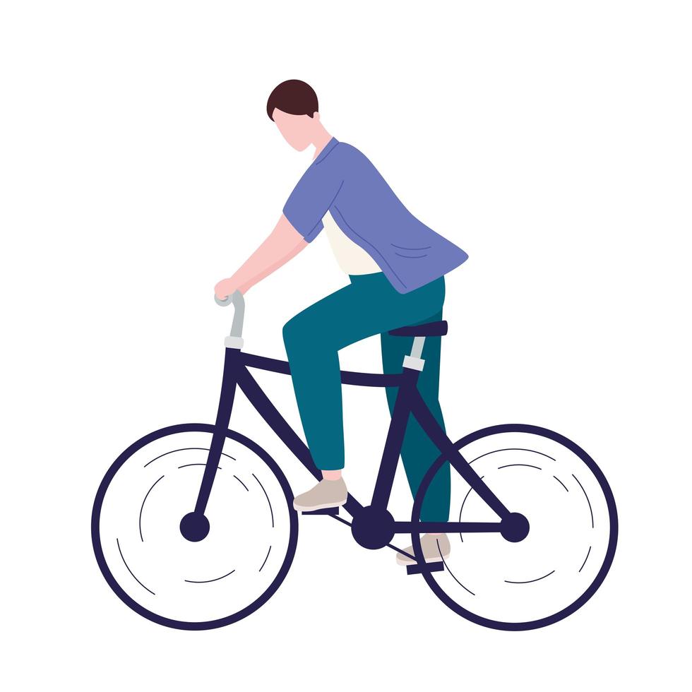 hombre montando bicicleta vector