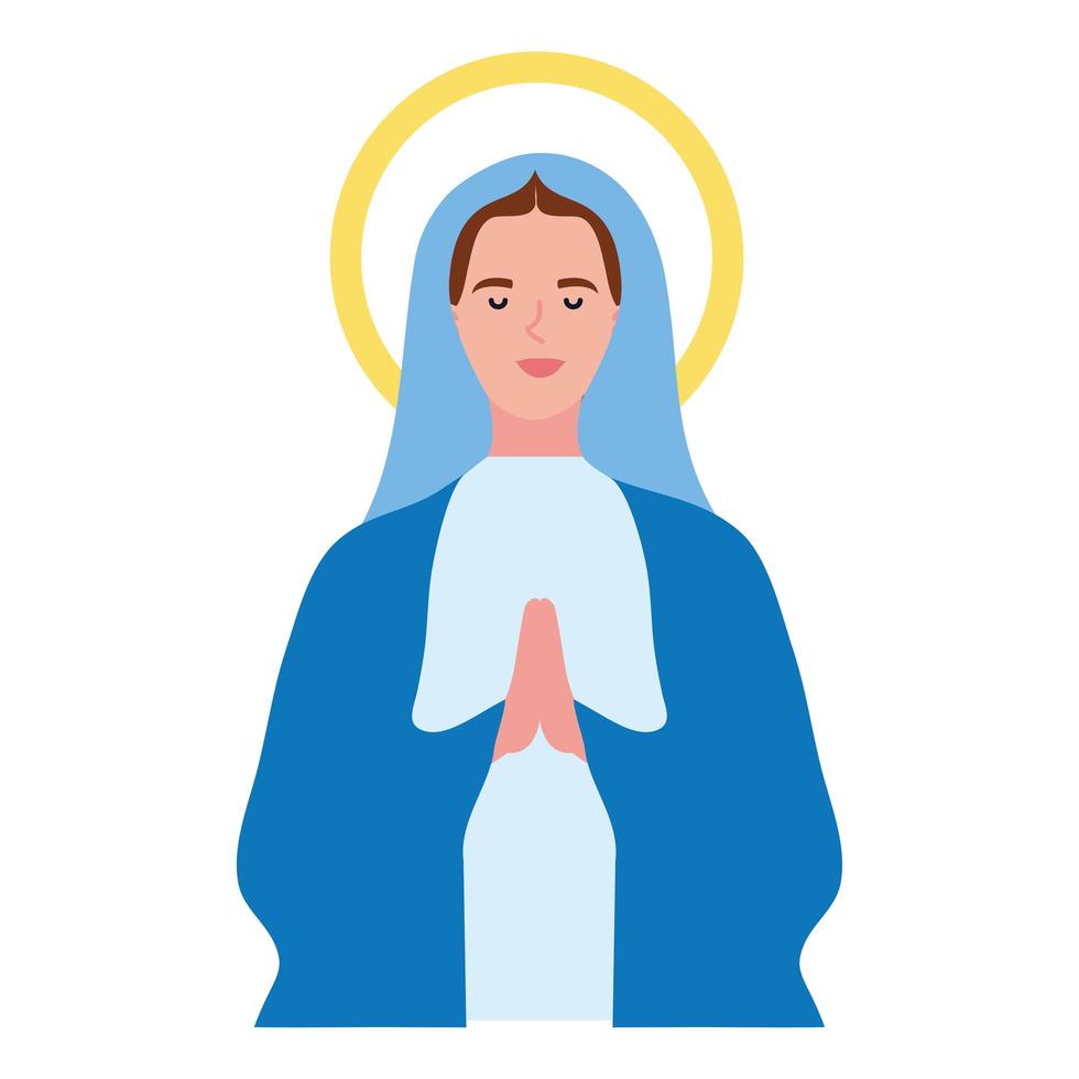 Assumption of Mary praying with crown vector