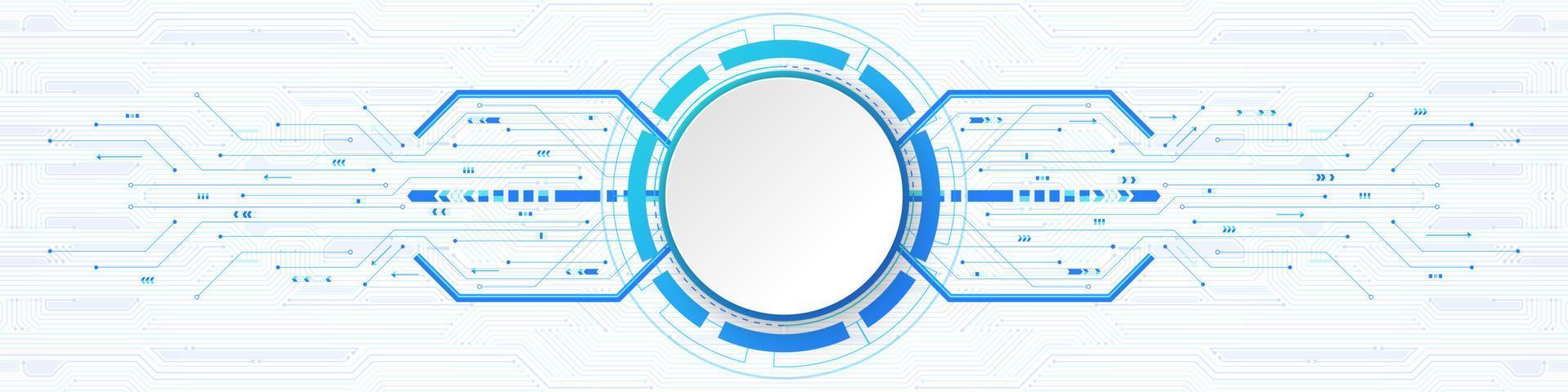 Abstract Technology Background, white circle banner on circuit board pattern vector
