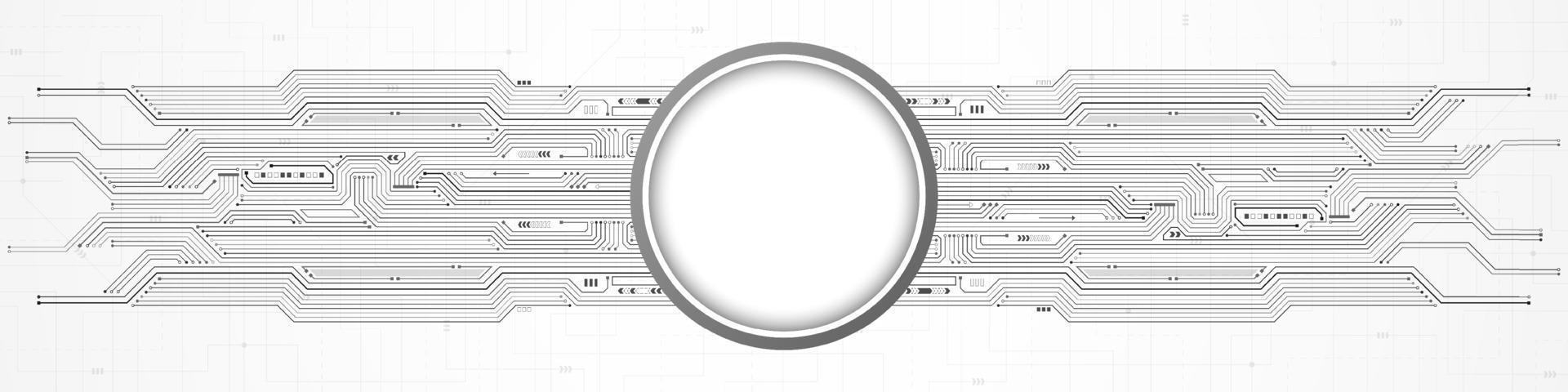 Abstract Digital Technology Background, white circle blank space on circuit board pattern vector