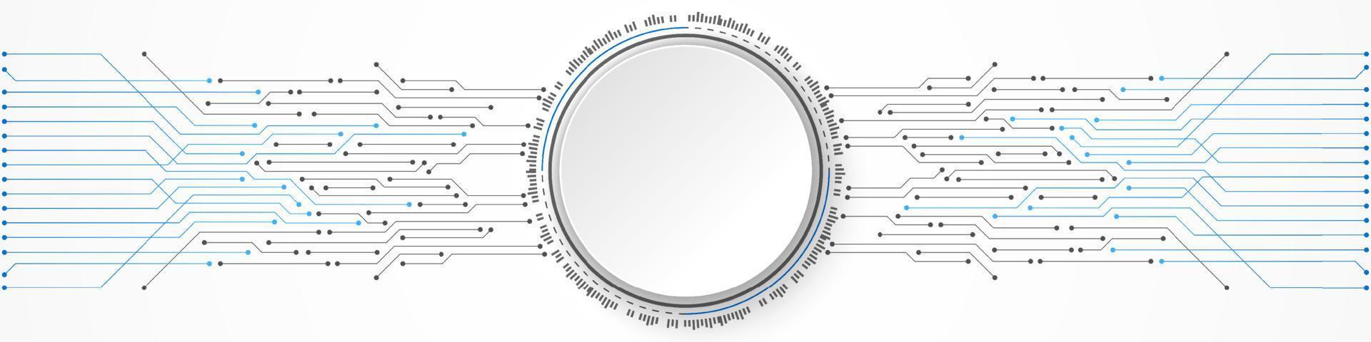 Abstract Technology Background, white circle banner on circuit board pattern vector