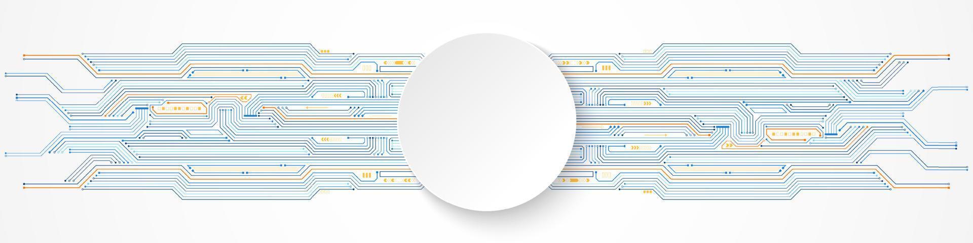 Abstract Technology Background, white circle banner on circuit board pattern vector