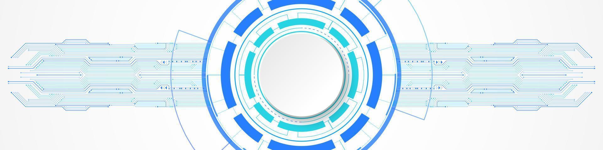 Abstract Technology Background, white circle banner on circuit board pattern vector