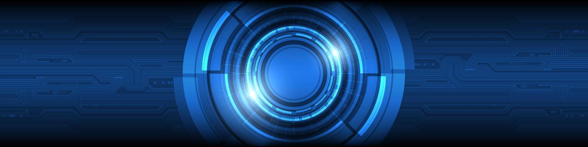 Abstract overlap circle digital background, smart lens technology, circuit board, arrow speed up vector
