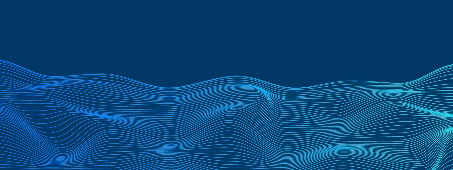 Abstract blue technology distorted lines design, digital network background, wavy surface, vector communication concept, blank space