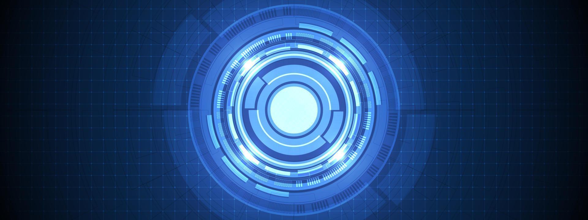 Abstract overlap circle digital background, smart lens technology with light effect, design concept vector