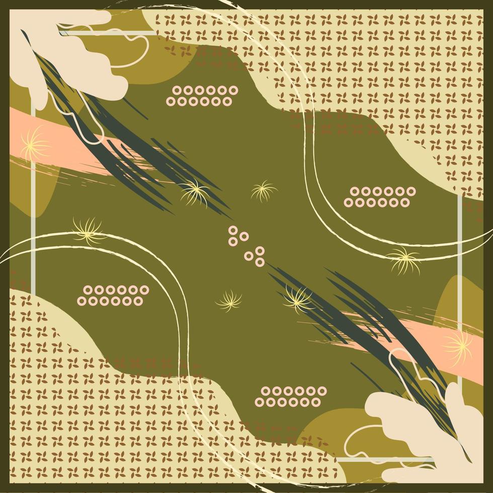 Silk scarf abstract pattern design with floral style. Design useful for hijab, kerchief, bandana, fabric, fashion, shawl, wallpaper, bed cover, etc. vector