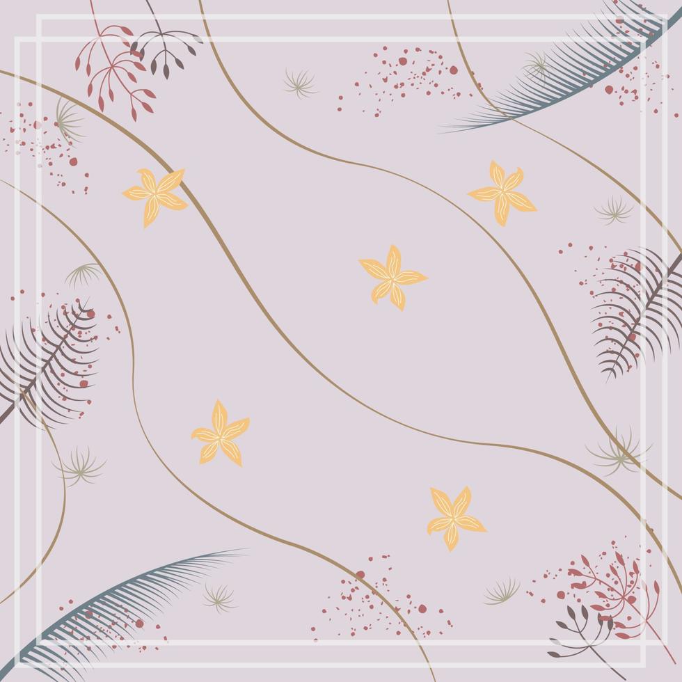 Silk scarf abstract pattern design with floral style. Design useful for hijab, kerchief, bandana, fabric, fashion, shawl, wallpaper, bed cover, etc. vector