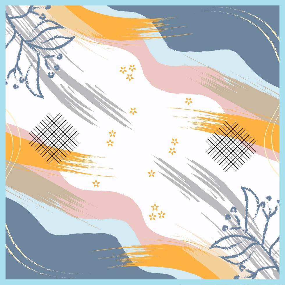 Silk scarf abstract pattern design with floral style. Design useful for hijab, kerchief, bandana, fabric, fashion, shawl, wallpaper, bed cover, etc. vector