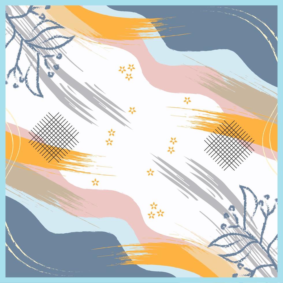 Silk scarf abstract pattern design with floral style. Design useful for hijab, kerchief, bandana, fabric, fashion, shawl, wallpaper, bed cover, etc. vector