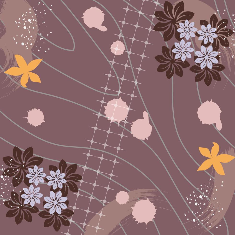 Silk scarf abstract pattern design with floral style. Design useful for hijab, kerchief, bandana, fabric, fashion, shawl, wallpaper, bed cover, etc. vector