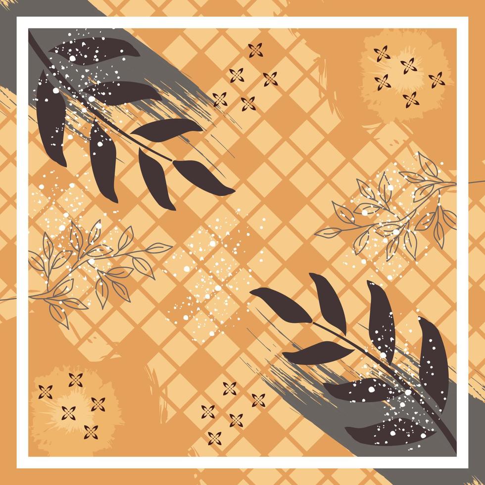 Silk scarf abstract pattern design with floral style. Design useful for hijab, kerchief, bandana, fabric, fashion, shawl, wallpaper, bed cover, etc. vector