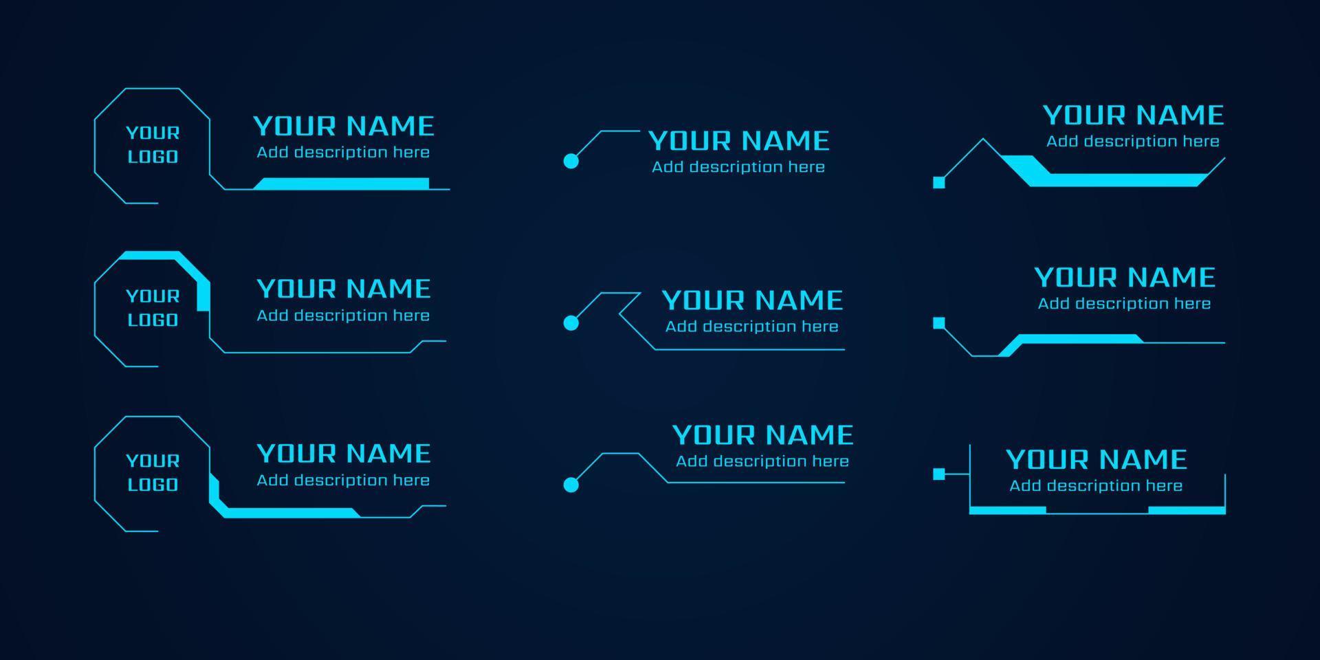 Circle Abstract digital technology Futuristic HUD, FUI, Virtual Interface. Callouts titles and frame in Sci- Fi style. Bar labels, info call box bars. Futuristic info boxes layout templates. vector