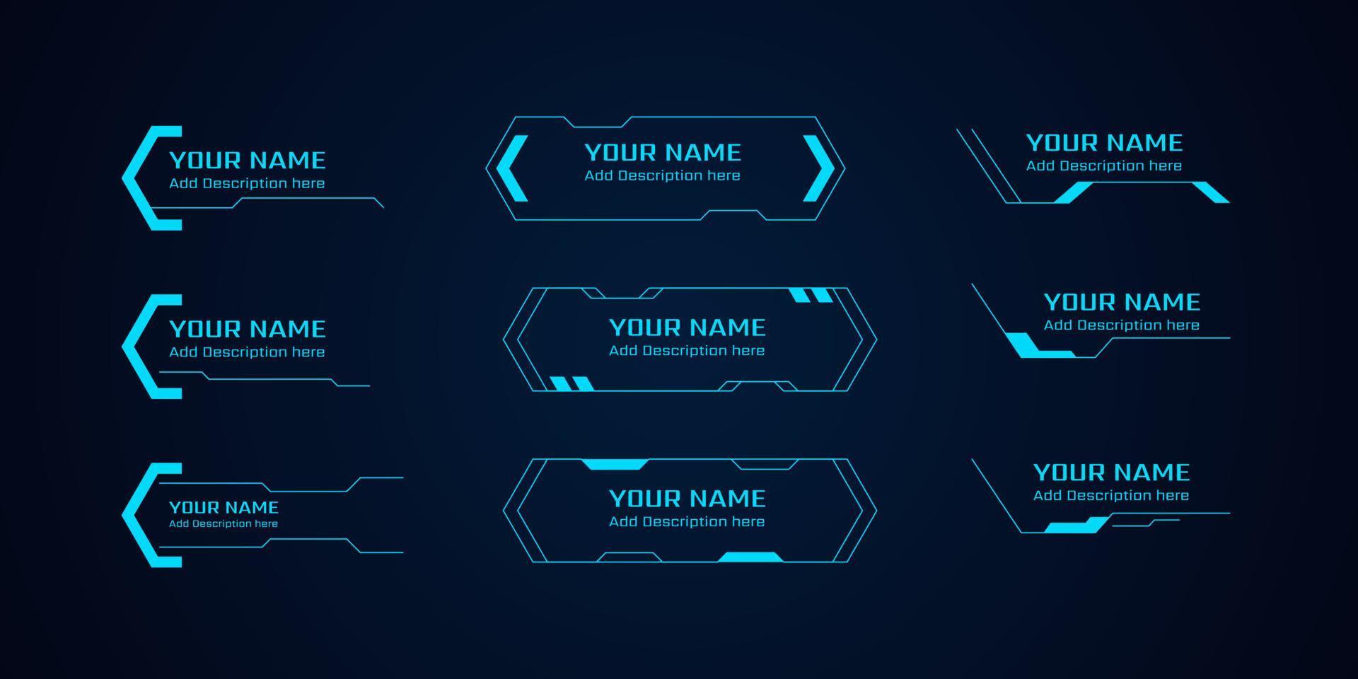 Set of Sci Fi Modern User Interface Elements. Futuristic Abstract HUD. Good for game UI. Lower third line vector element.