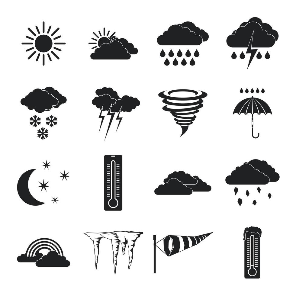 Weather set icons, simple style vector