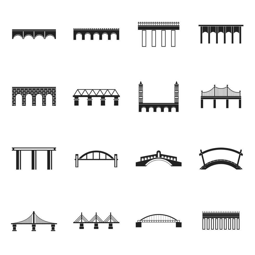 Bridge set icons, simple style vector