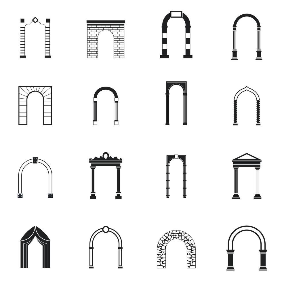 Arch set icons, simple style vector