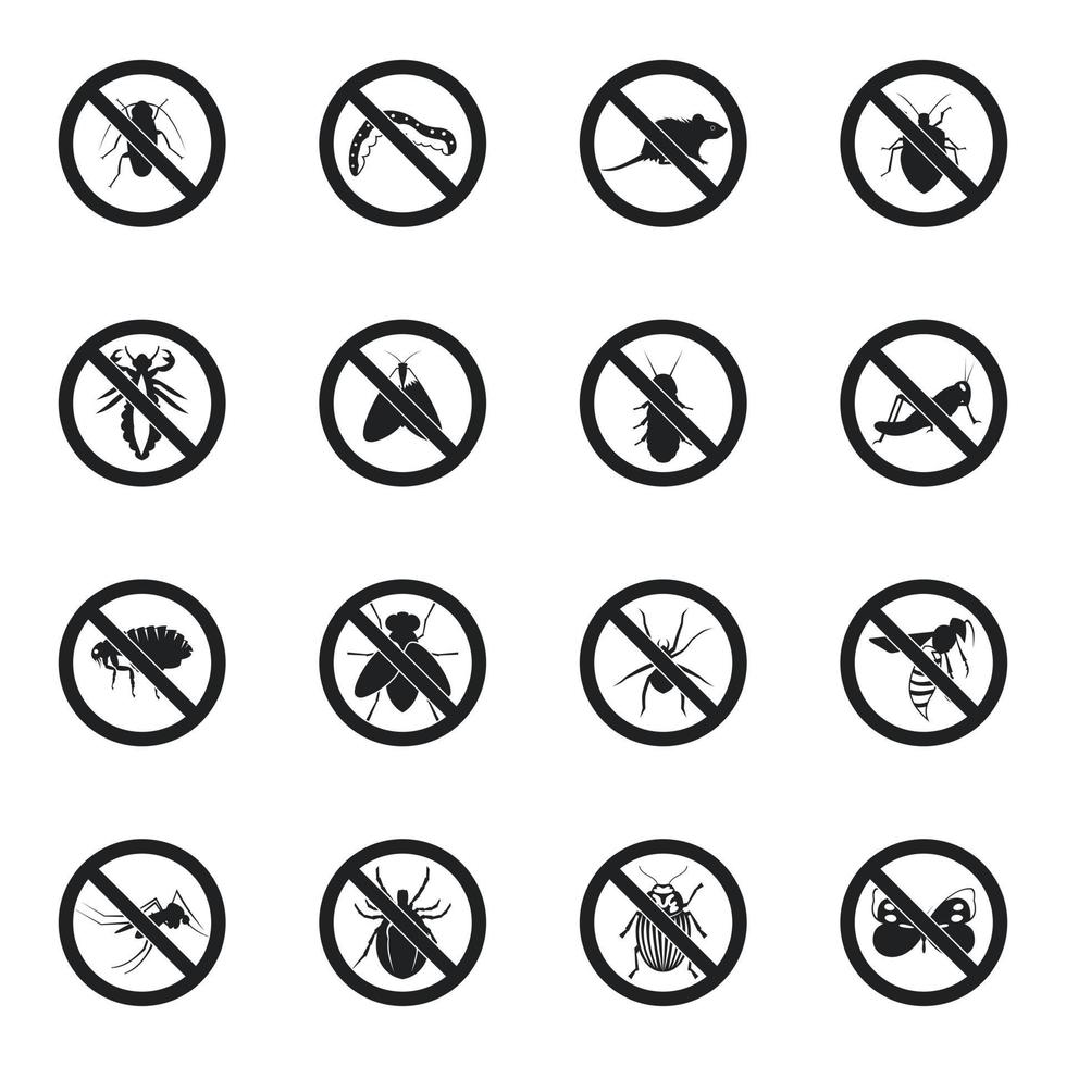 No insect sign icons set, simple style vector