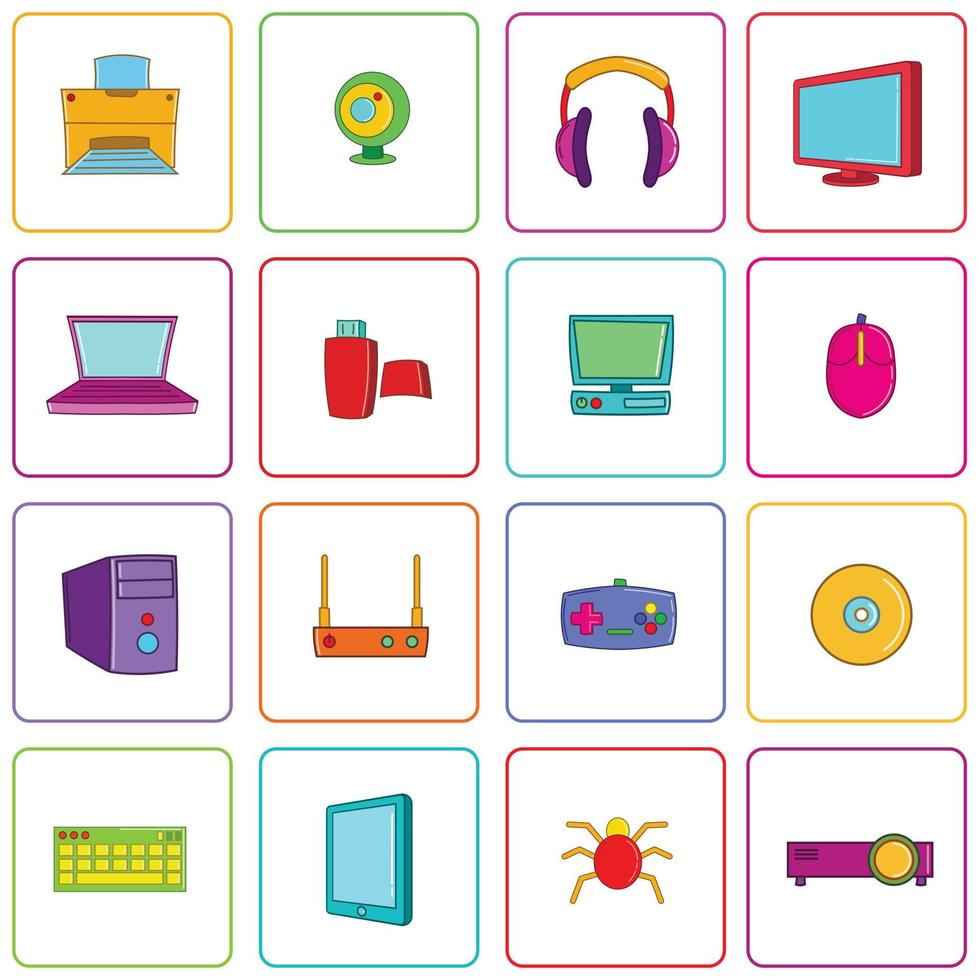 conjunto de iconos de computadora, estilo pop-art vector