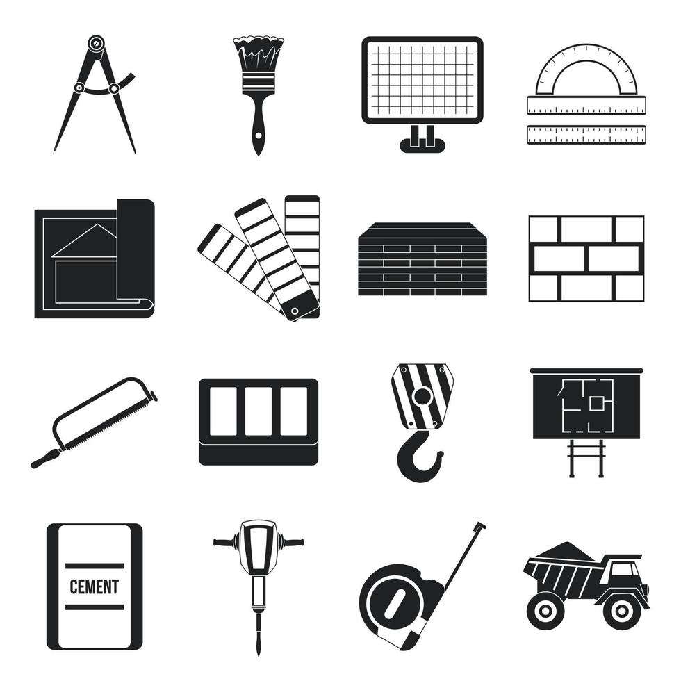 conjunto de iconos de construcción, estilo simple vector