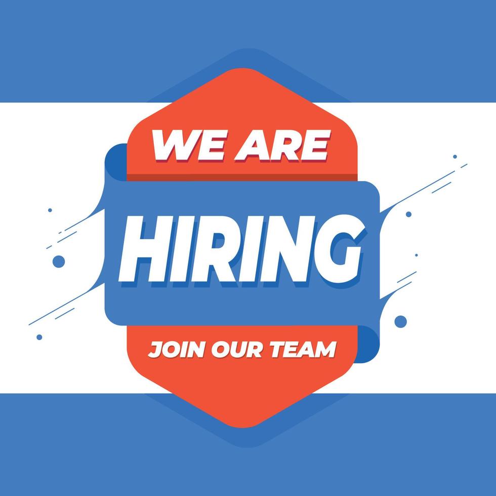 Hiring recruitment poster design. Vector illustration. Open a Template design job.