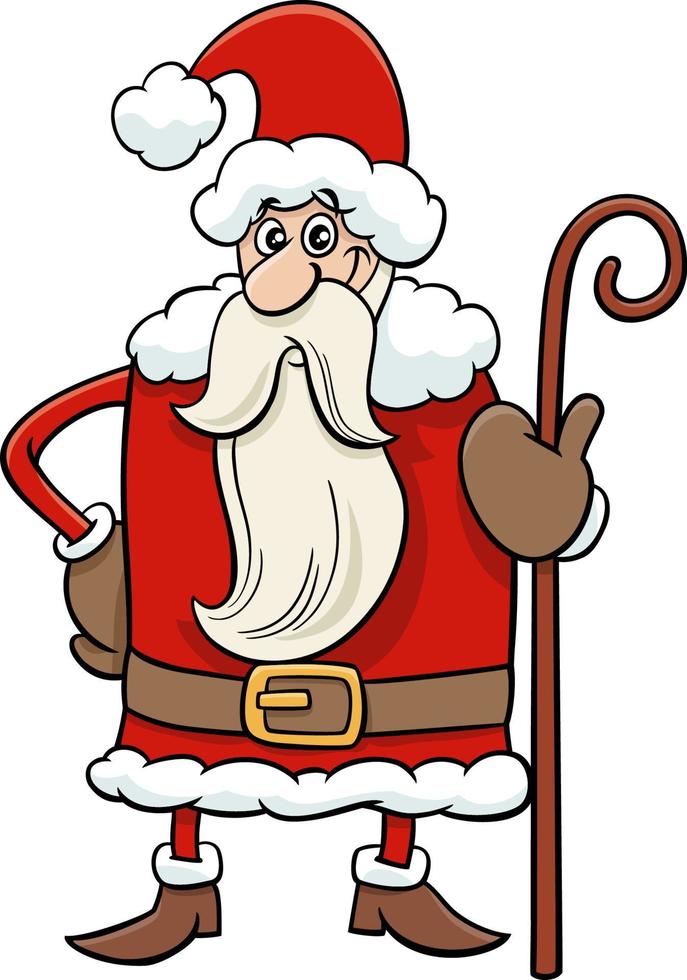 cartoon Santa Claus character with cane on Christmas time vector